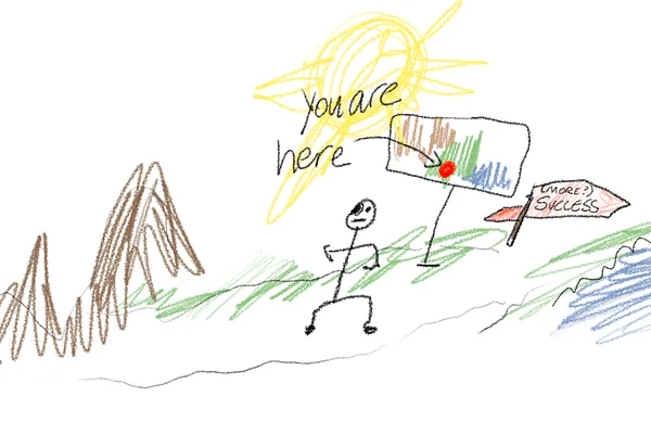 Drawing showing figurative path to success